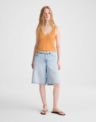 V-Neck Sweater Tank in 100% Linen APRICOT BLUSH