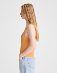 V-Neck Sweater Tank in 100% Linen APRICOT BLUSH
