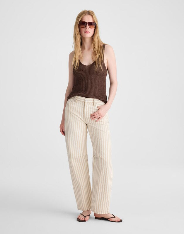 V-Neck Sweater Tank in 100% Linen HTHR BARK