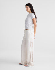 Eyelet Drawstring Pants in 100% Linen IVORY LINEN