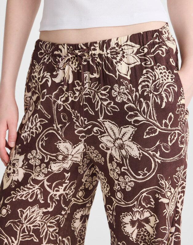 Pull-On Pants in Linen Blend DARK BROWN