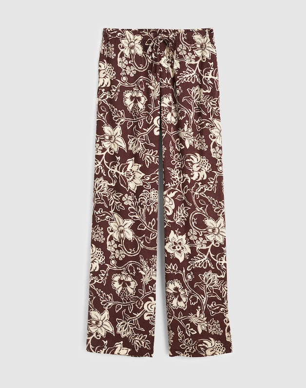 Pull-On Pants in Linen Blend DARK BROWN