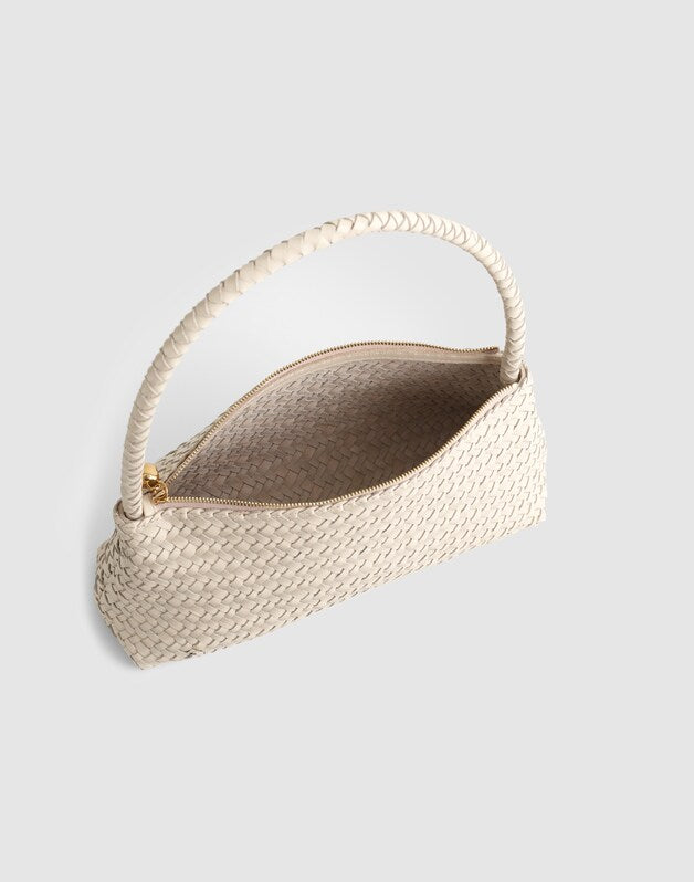 The Signature Woven Mini Zip Shoulder Bag VINTAGE MUSLIN