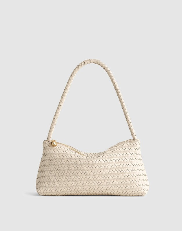 The Signature Woven Mini Zip Shoulder Bag VINTAGE MUSLIN