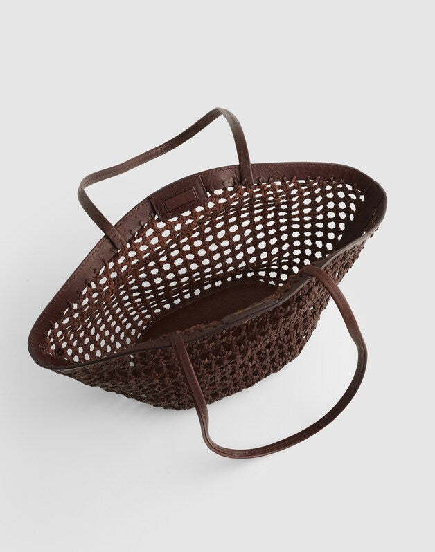 Caning Tote CHERRY WOOD