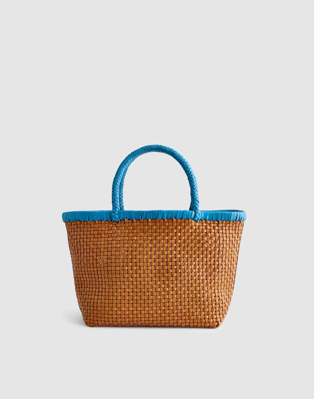 The Signature Woven Mini Tote TROPICALBLUE GOLDEN TAN