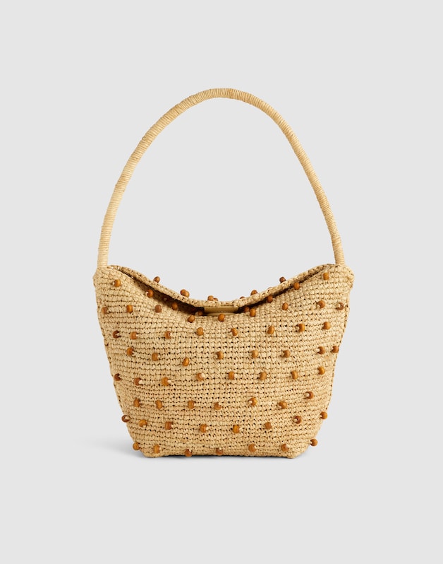 The Handwoven Shoulder Bag NATURAL BEADED MULTI