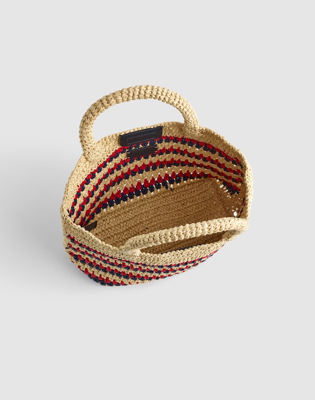 The Straw Mini Tote RED NAVY STRIPE