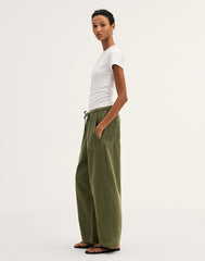 Pull-On Barrel-Leg Utility Pants in Airy Denim FADED IVY