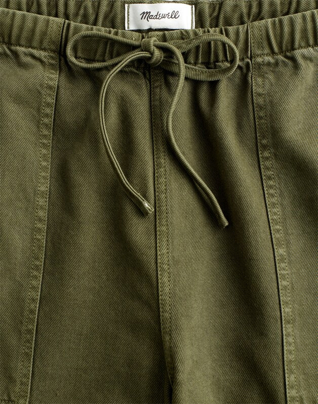 Pull-On Barrel-Leg Utility Pants in Airy Denim FADED IVY