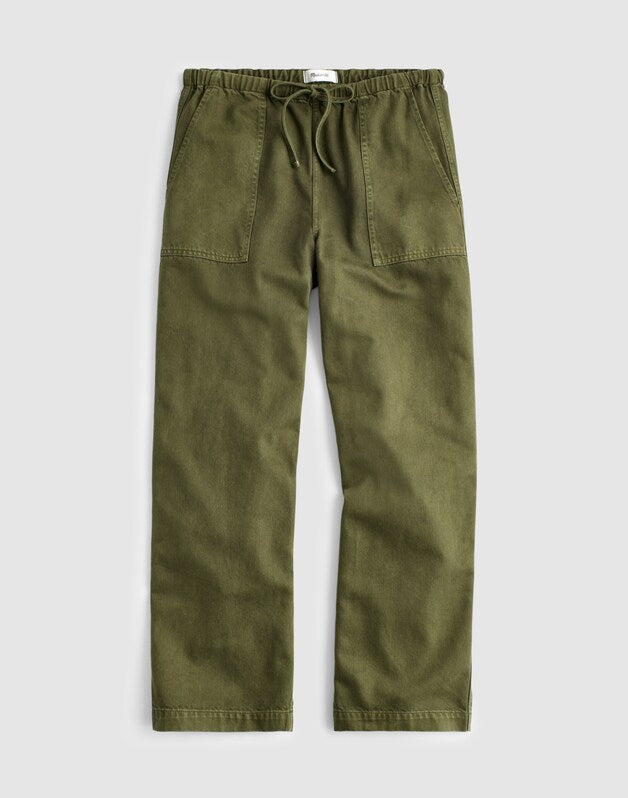 Pull-On Barrel-Leg Utility Pants in Airy Denim FADED IVY