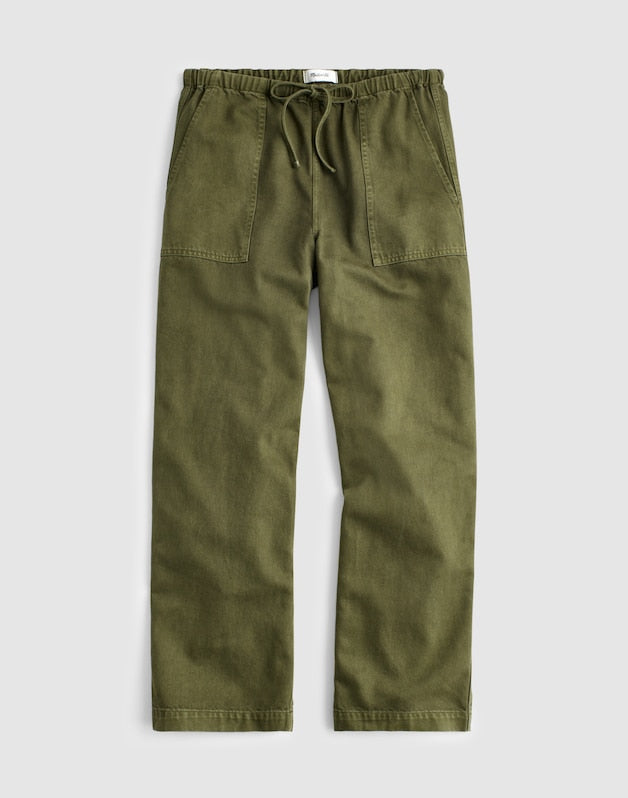 Pull-On Barrel-Leg Utility Pants in Airy Denim FADED IVY