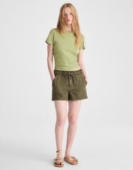 Pull-On Utility Shorts in Airy Denim FADED IVY