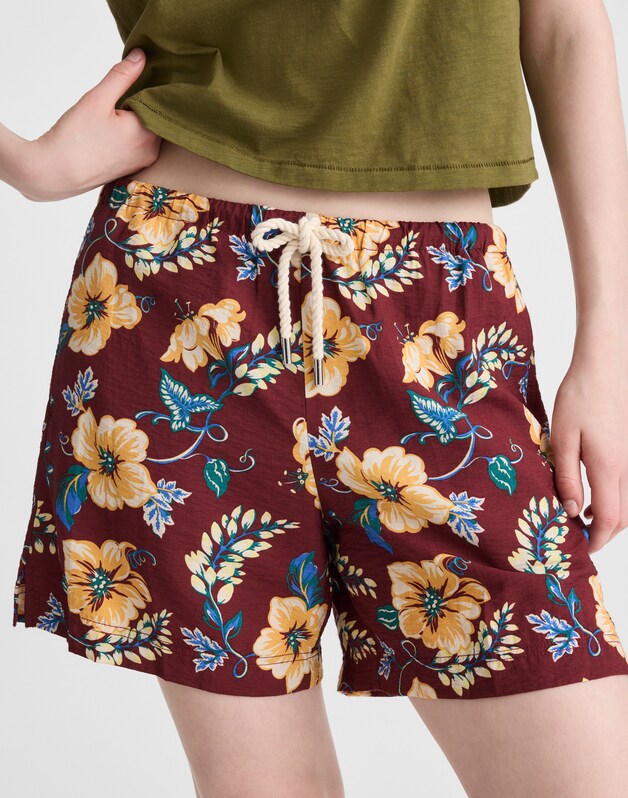 Pull-On Drawstring Boardshorts DUSTY MERLOT