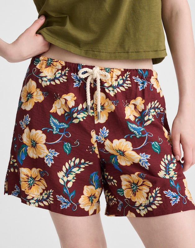 Pull-On Drawstring Boardshorts DUSTY MERLOT