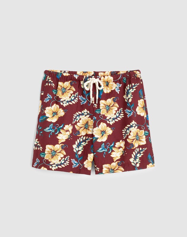 Pull-On Drawstring Boardshorts DUSTY MERLOT
