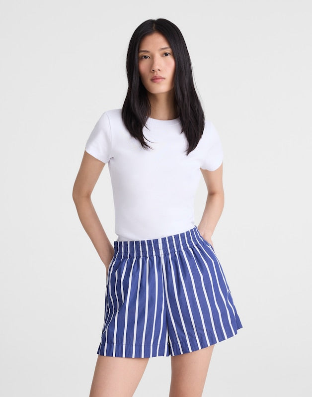 Pull-On Shorts in Poplin COOL NAVY