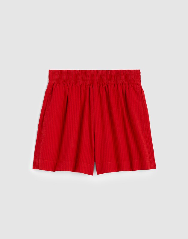 Pull-On Shorts in Seersucker RED CURRANT
