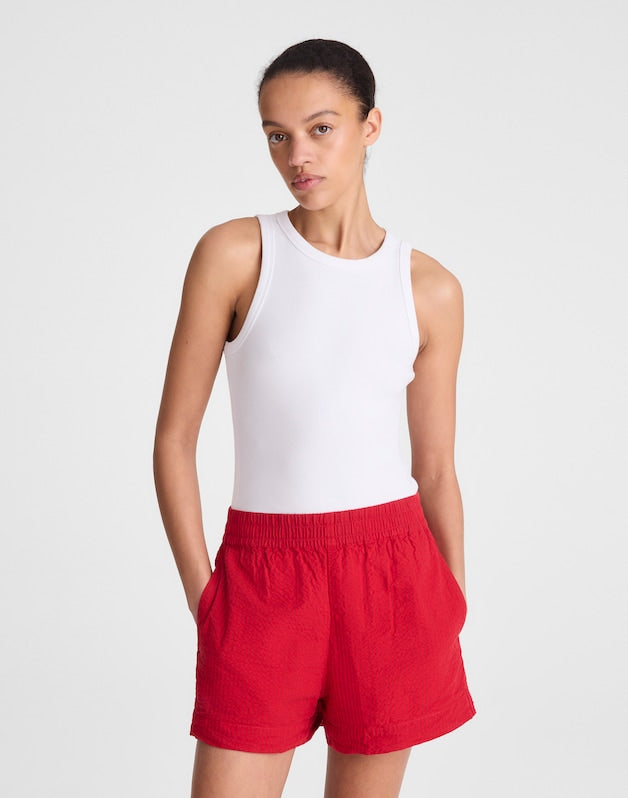 Pull-On Shorts in Seersucker RED CURRANT