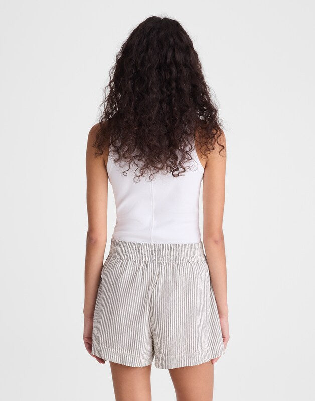 Pull-On Shorts in Seersucker BLACK VINTAGE IVORY YARNDYE