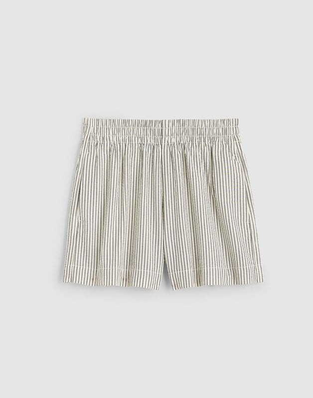 Pull-On Shorts in Seersucker BLACK VINTAGE IVORY YARNDYE
