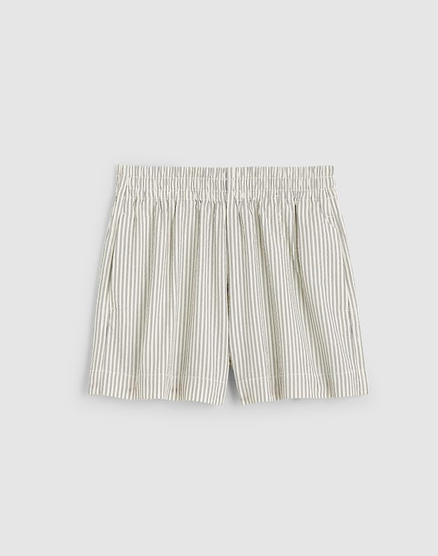 Pull-On Shorts in Seersucker BLACK VINTAGE IVORY YARNDYE