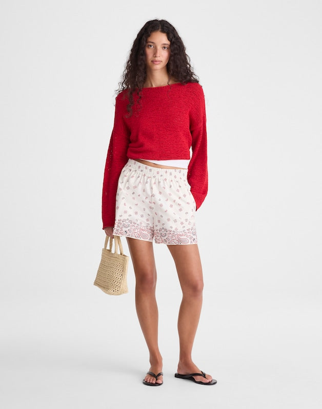 Pull-On Shorts in Poplin VINTAGE IVORY