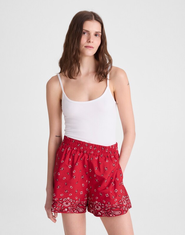 Pull-On Shorts in Poplin CHILI PEPPER