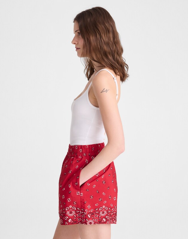 Pull-On Shorts in Poplin CHILI PEPPER