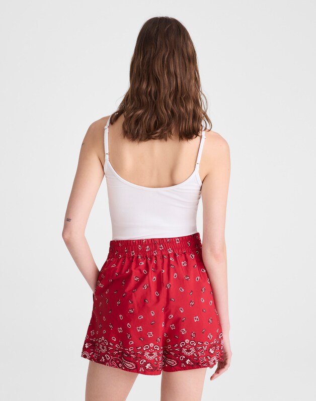 Pull-On Shorts in Poplin CHILI PEPPER