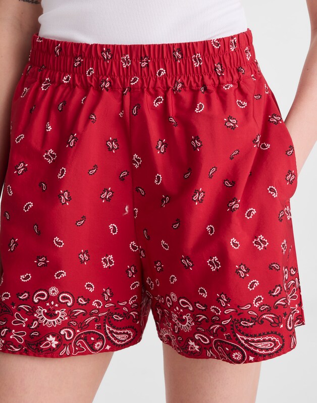 Pull-On Shorts in Poplin CHILI PEPPER