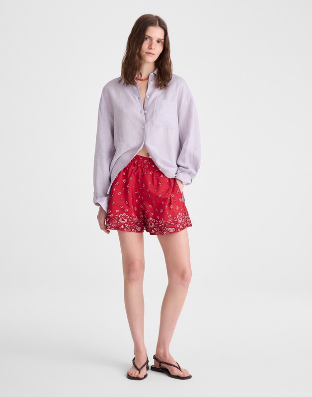 Pull-On Shorts in Poplin CHILI PEPPER