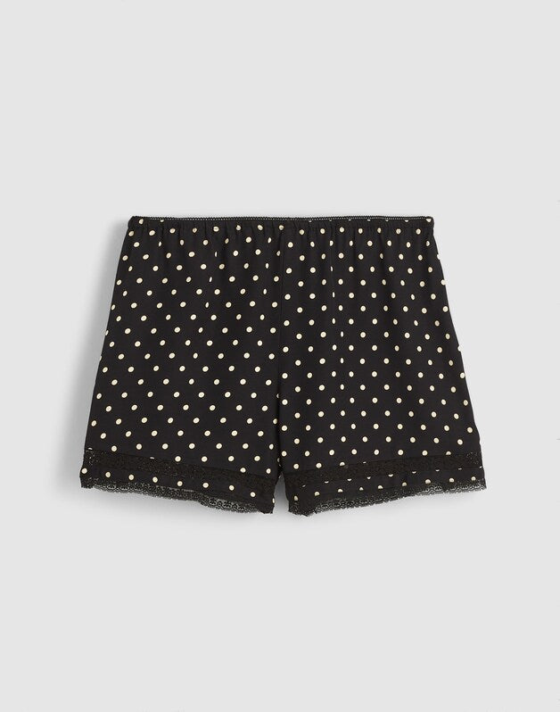Lace-Trim Pull-On Shorts JET BLACK