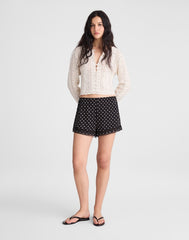 Lace-Trim Pull-On Shorts JET BLACK