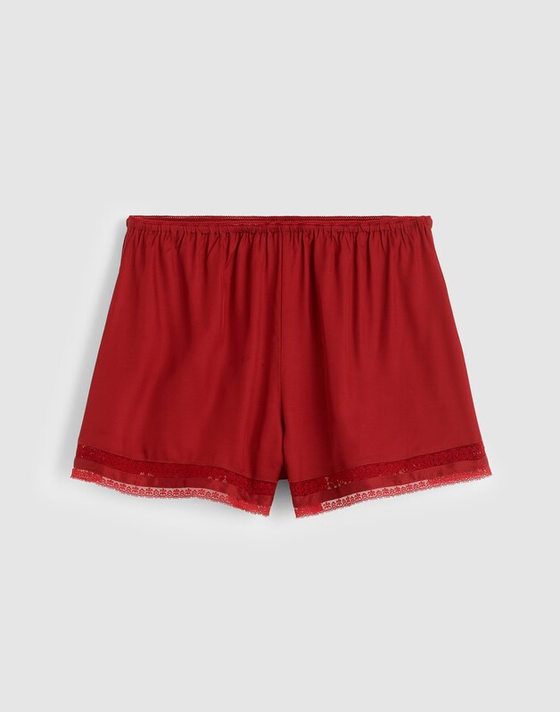 Lace-Trim Pull-On Shorts RED CURRANT
