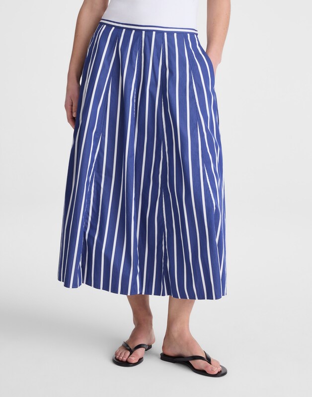 A-Line Midi Skirt in Poplin COOL NAVY