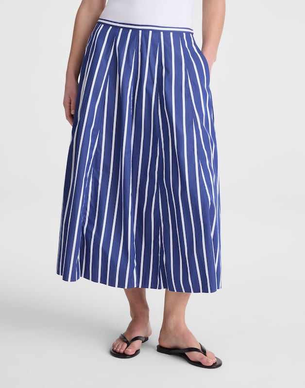 A-Line Midi Skirt in Poplin COOL NAVY