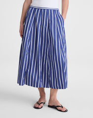 A-Line Midi Skirt in Poplin COOL NAVY