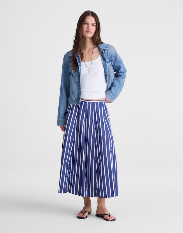 A-Line Midi Skirt in Poplin COOL NAVY