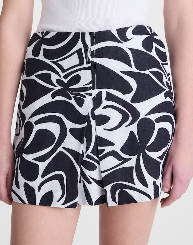 Pleated Mini Skirt in 100% Linen WHITE