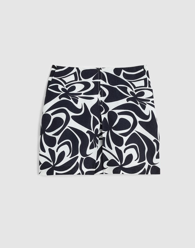 Pleated Mini Skirt in 100% Linen WHITE