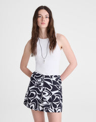 Pleated Mini Skirt in 100% Linen WHITE