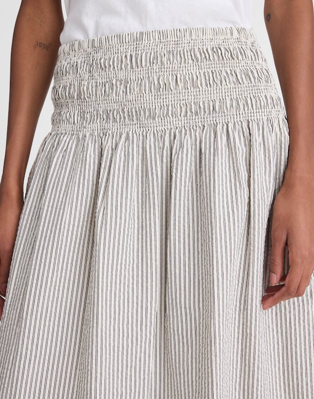 Sophia Midi Skirt in Seersucker BLACK VINTAGE IVORY YARNDYE