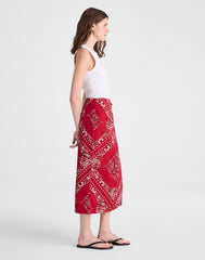 Midi Wrap Skirt in Poplin CHILI PEPPER