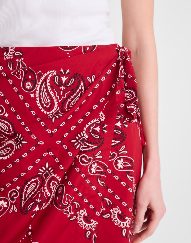 Midi Wrap Skirt in Poplin CHILI PEPPER