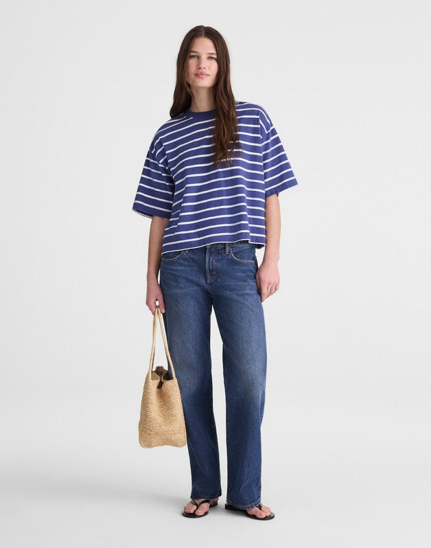 The Boxy Crop Tee in Allday Jersey COOL NAVY