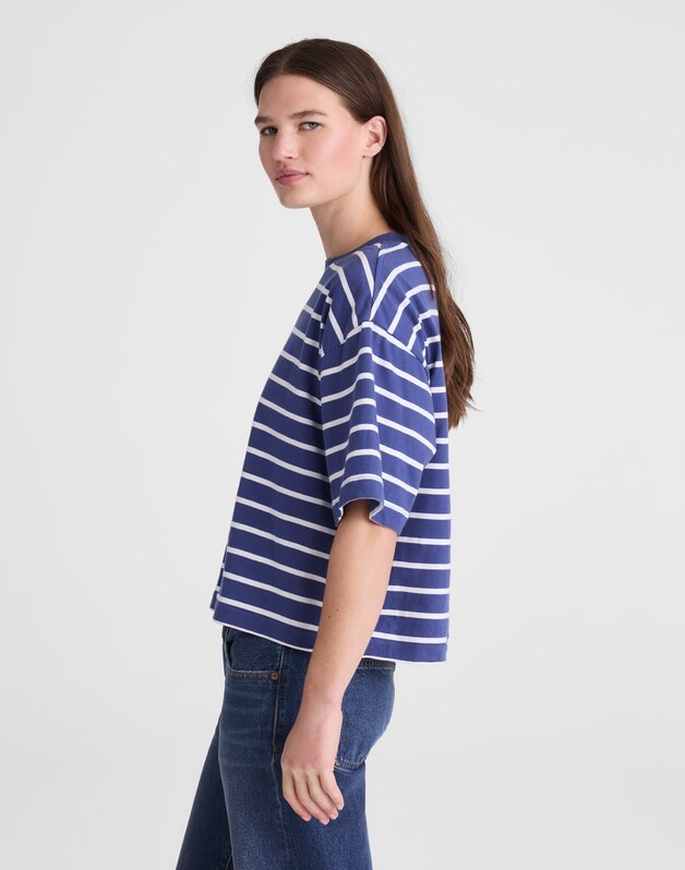 The Boxy Crop Tee in Allday Jersey COOL NAVY
