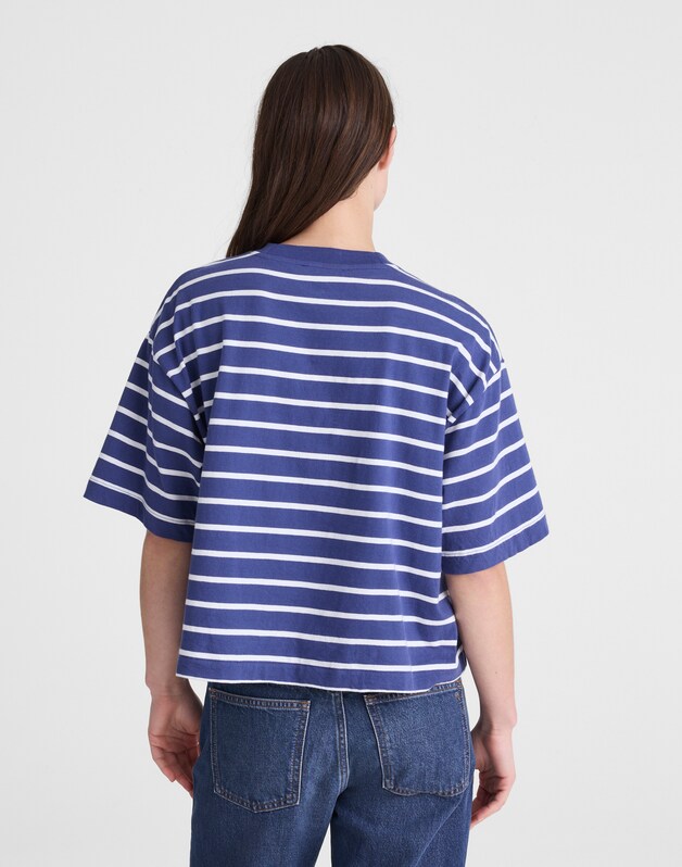 The Boxy Crop Tee in Allday Jersey COOL NAVY