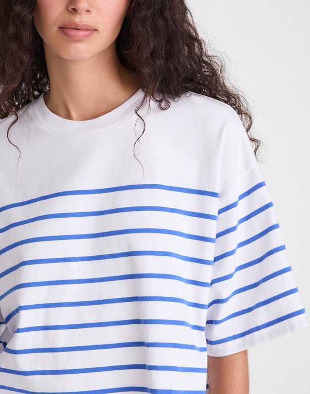 The Boxy Crop Tee in Allday Jersey RETRO BLUE