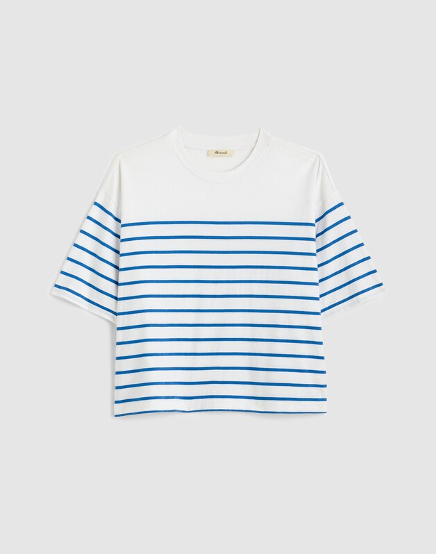 The Boxy Crop Tee in Allday Jersey RETRO BLUE